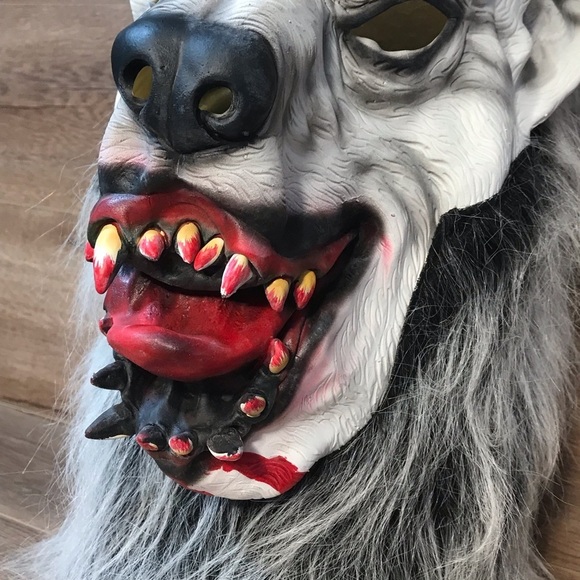 Werewolf Mask Costume Latex Halloween Full Pull On Faux Fur Head Unisex - Picture 10 of 10